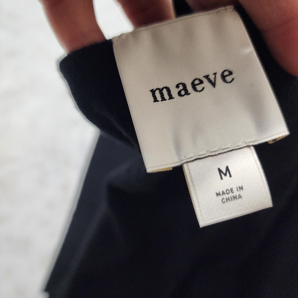 Maeve By Anthropologie V-Neck Pullover Sweater Black Side Slits  Size M - Picture 11 of 12